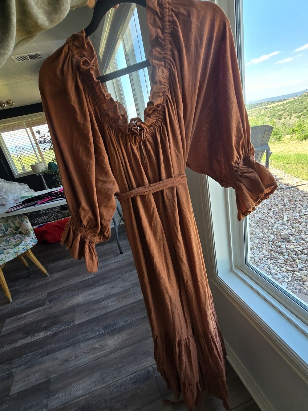 Women's Rust Off-Shoulder Tiered Maxi Dress - Picture 5 of 8
